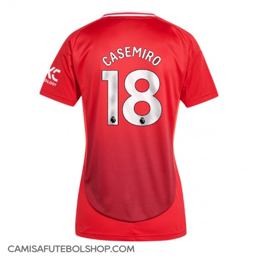 Camisa de time de futebol Manchester United Casemiro #18 Replicas 1º Equipamento Feminina 2024-25 Manga Curta